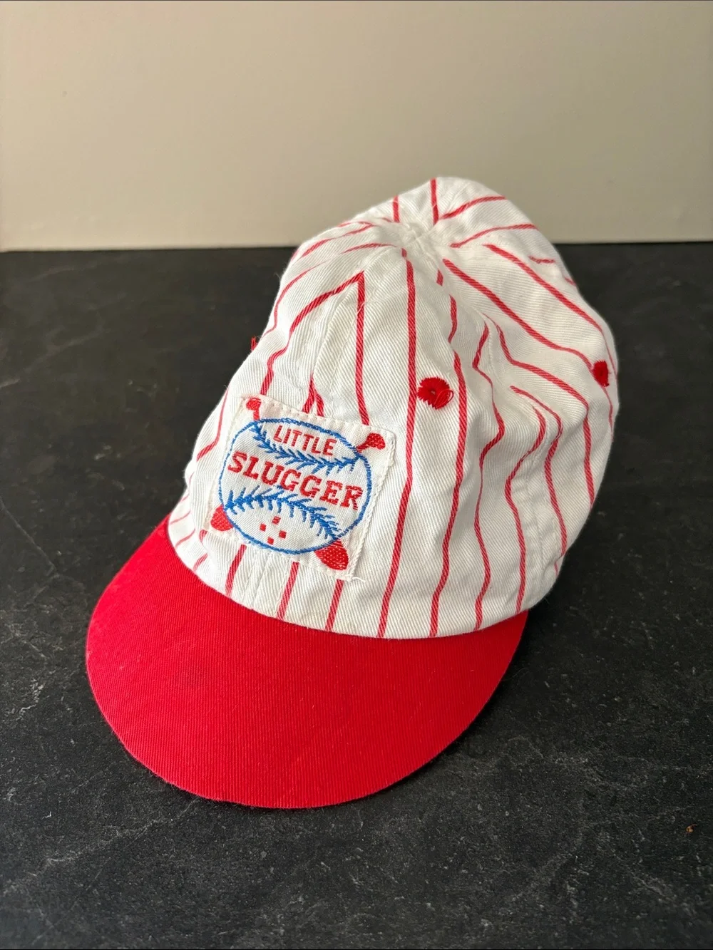 Vintage little slugger Kids Red & White Pinstripe 'Little Slugger' Baseball Cap